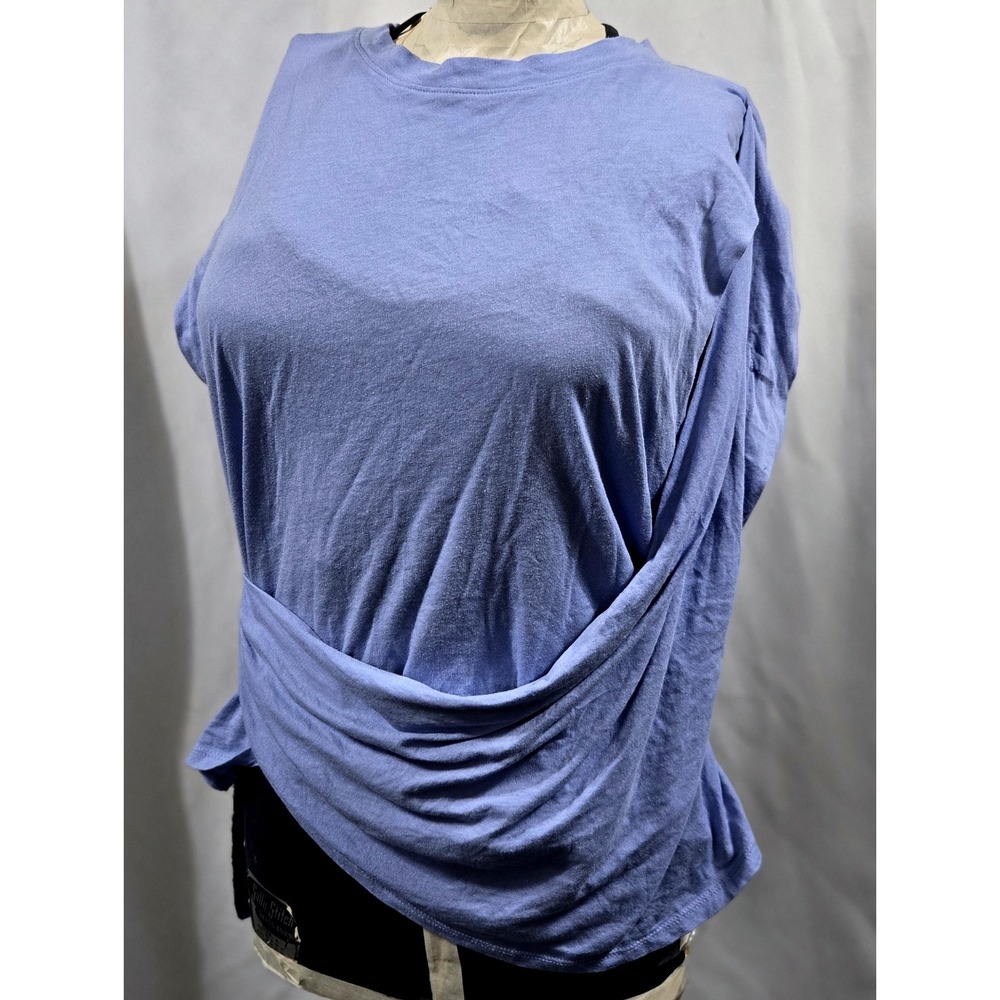 A New Day Women's Medium Drape Front Short Sleeve T-Shirt Lavender Casual Chic